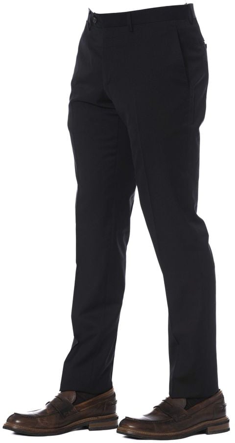 Trussardi Black Virgin Wool Men Pant Zwart