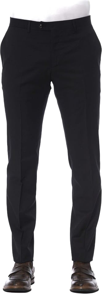 Trussardi Black Virgin Wool Men Pant Zwart