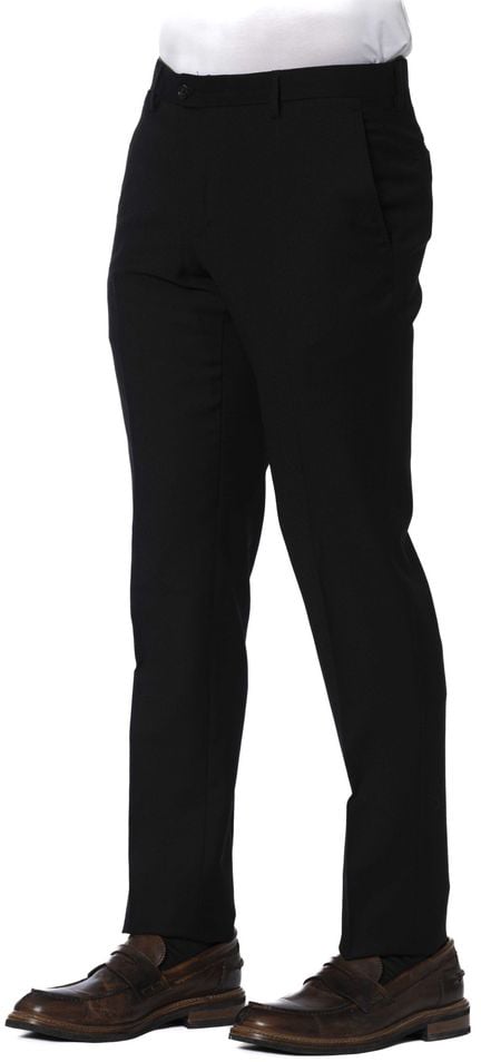 Trussardi Black Wool Men Trouser Zwart