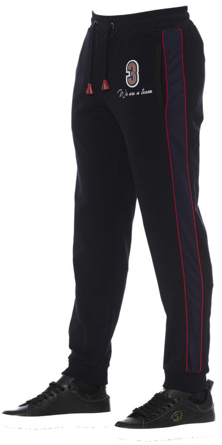 Trussardi Black Cotton Men Sports Pants Zwart
