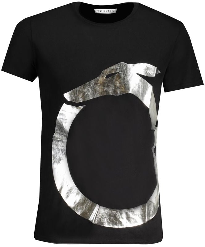 Trussardi Black Cotton Men T-Shirt Zwart