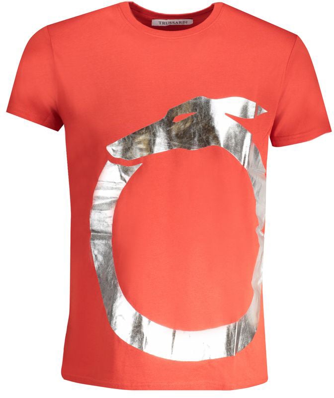 Trussardi Rosso Cotton Men T-Shirt Rood