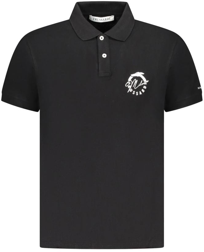 Trussardi Black Cotton Men Polo Zwart