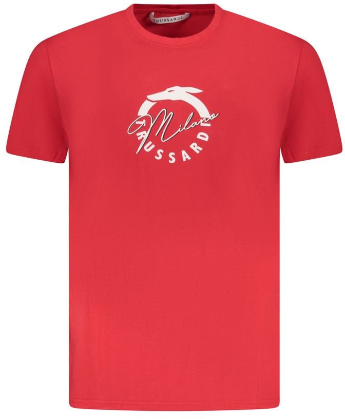 Trussardi Rosso Cotton Men T-Shirt Rood