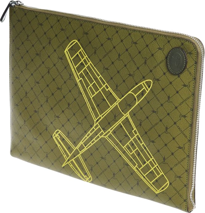 Trussardi Green Leather Men Clutch Groen