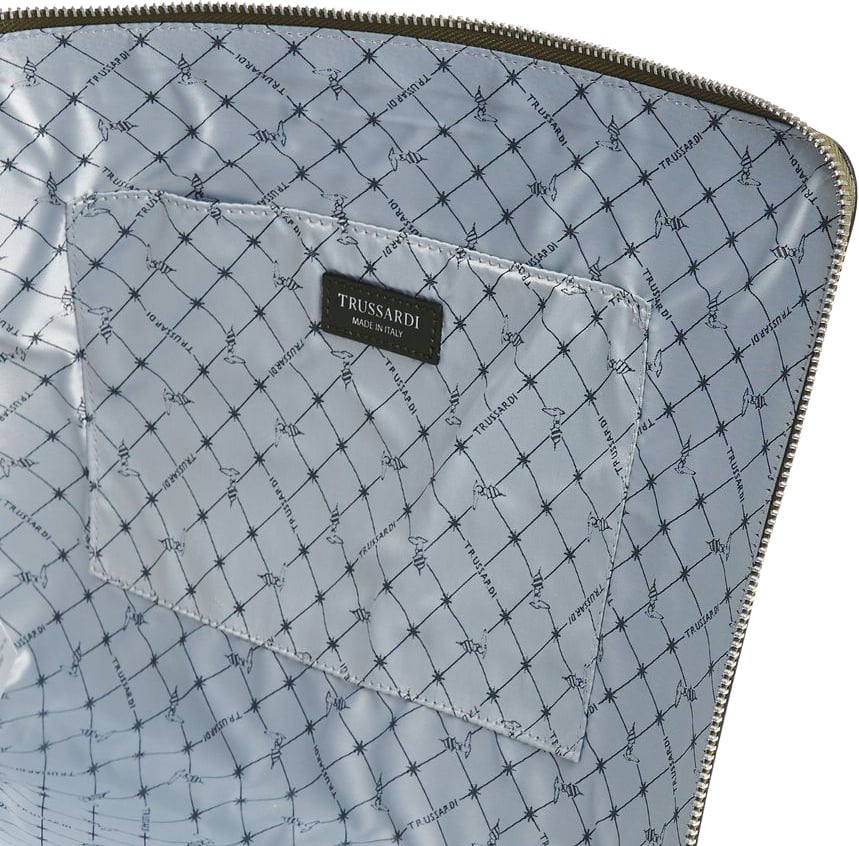 Trussardi Green Leather Men Clutch Groen