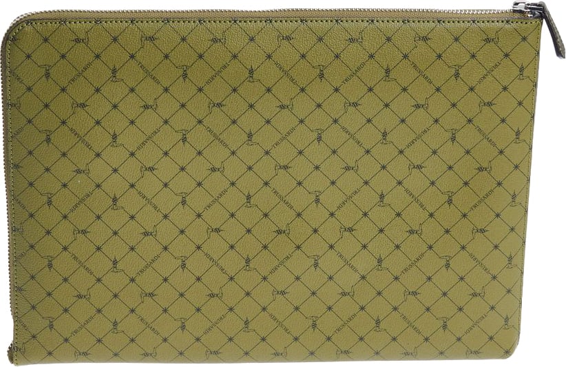 Trussardi Green Leather Men Clutch Groen