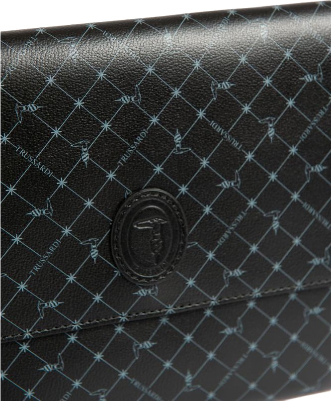Trussardi Black Polyester Men Clutch Zwart