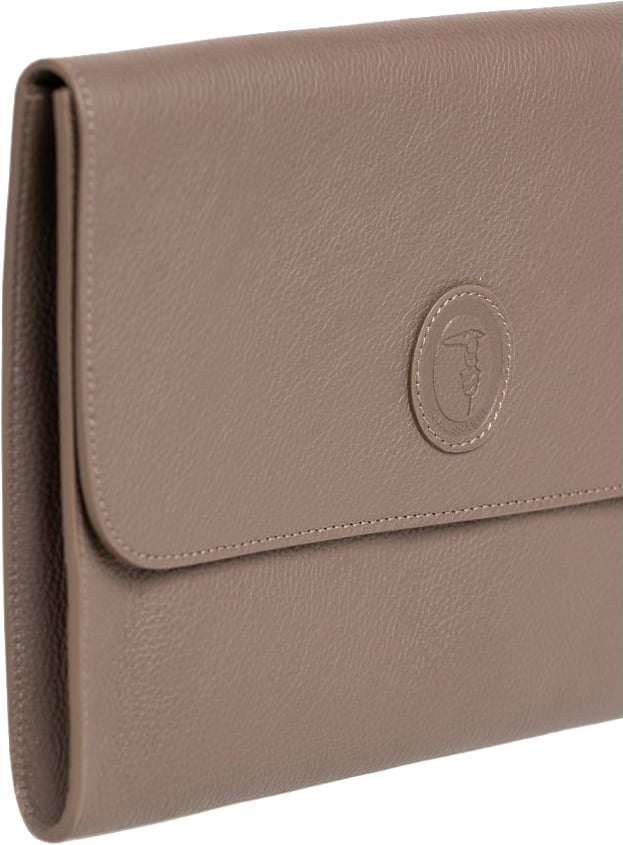 Trussardi Brown Polyester Men Clutch Bruin