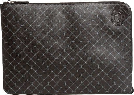 Trussardi Black Leather Men Clutch Zwart