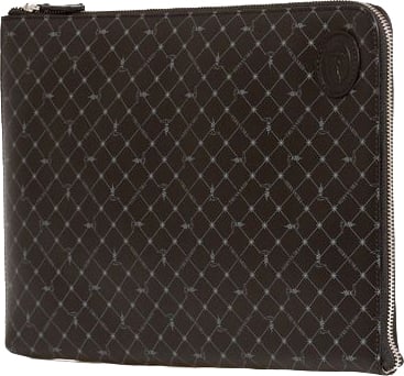 Trussardi Black Leather Men Clutch Zwart