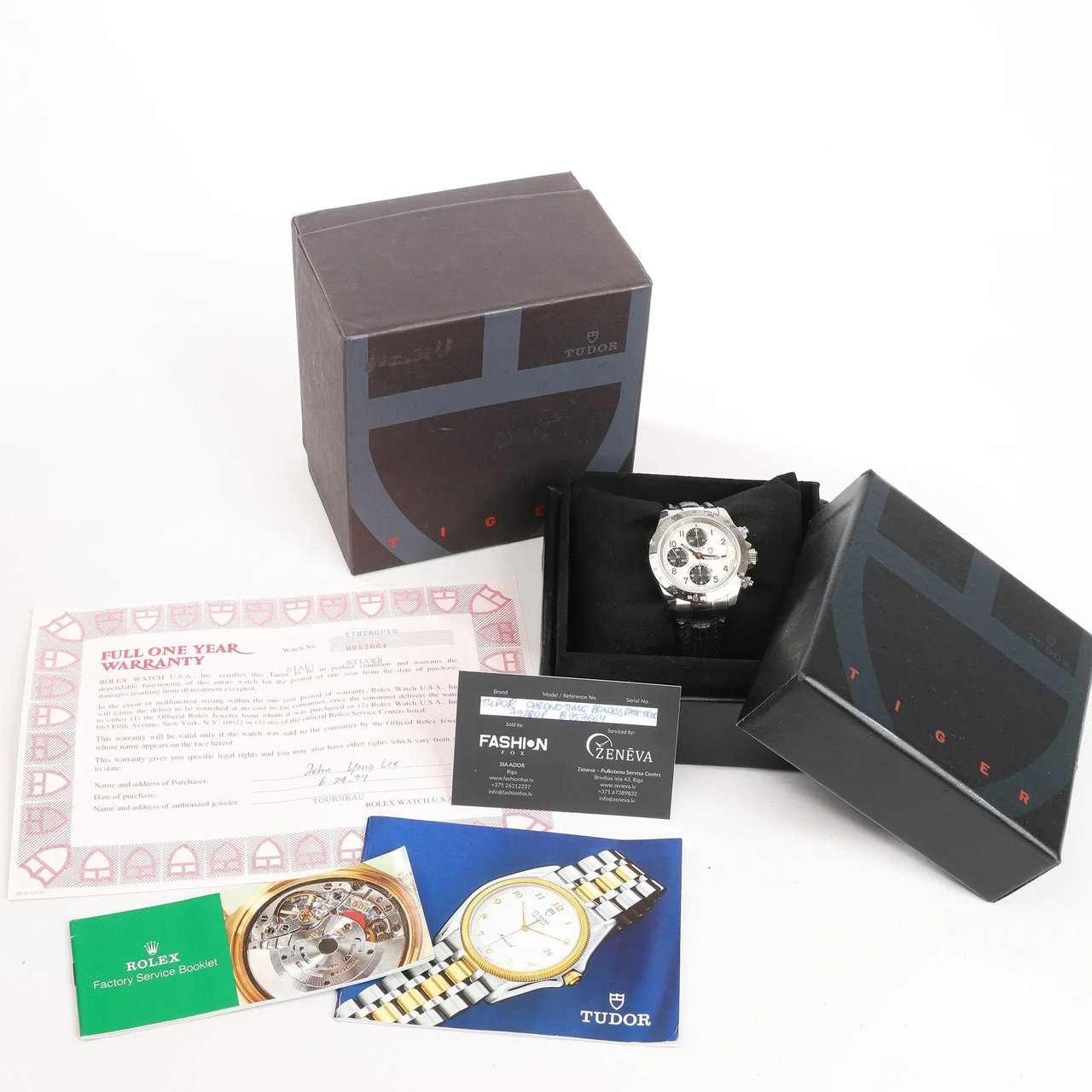 Tudor Tudor Prince Tiger Chrono 79280P SS Leather AT Watch with Silver Dial Zilver