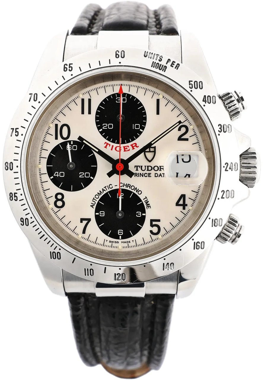 Tudor Tudor Prince Tiger Chrono 79280P SS Leather AT Watch with Silver Dial Zilver