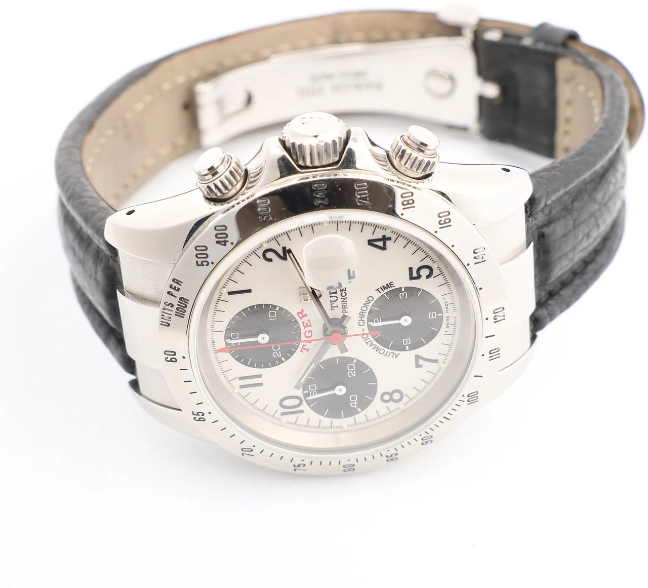 Tudor Prince Tiger Chrono 79280P SS Leather AT Watch with Silver Dial Zilver