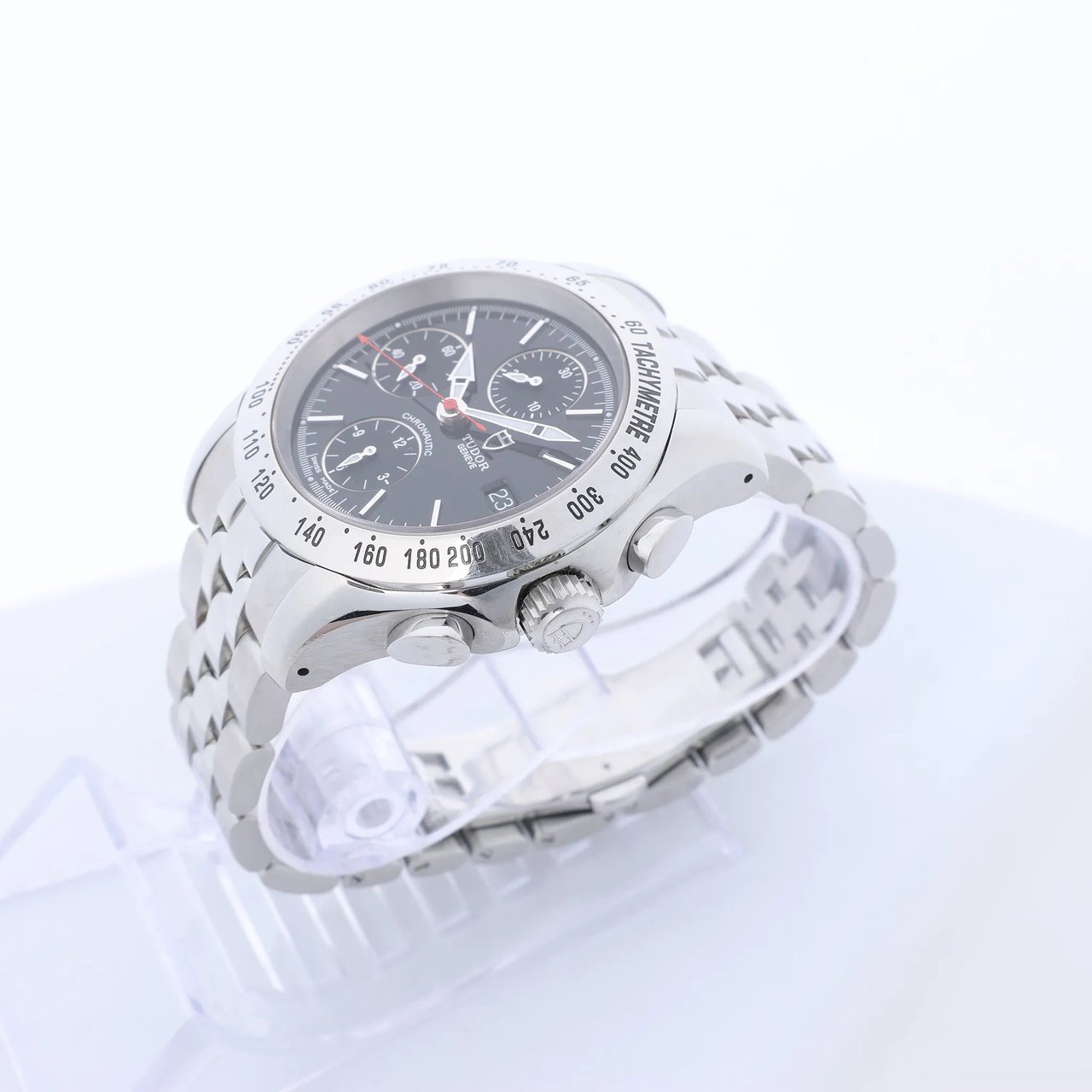Tudor Chronautic 79380P 832584 SS AT Watch with Black Dial Zwart