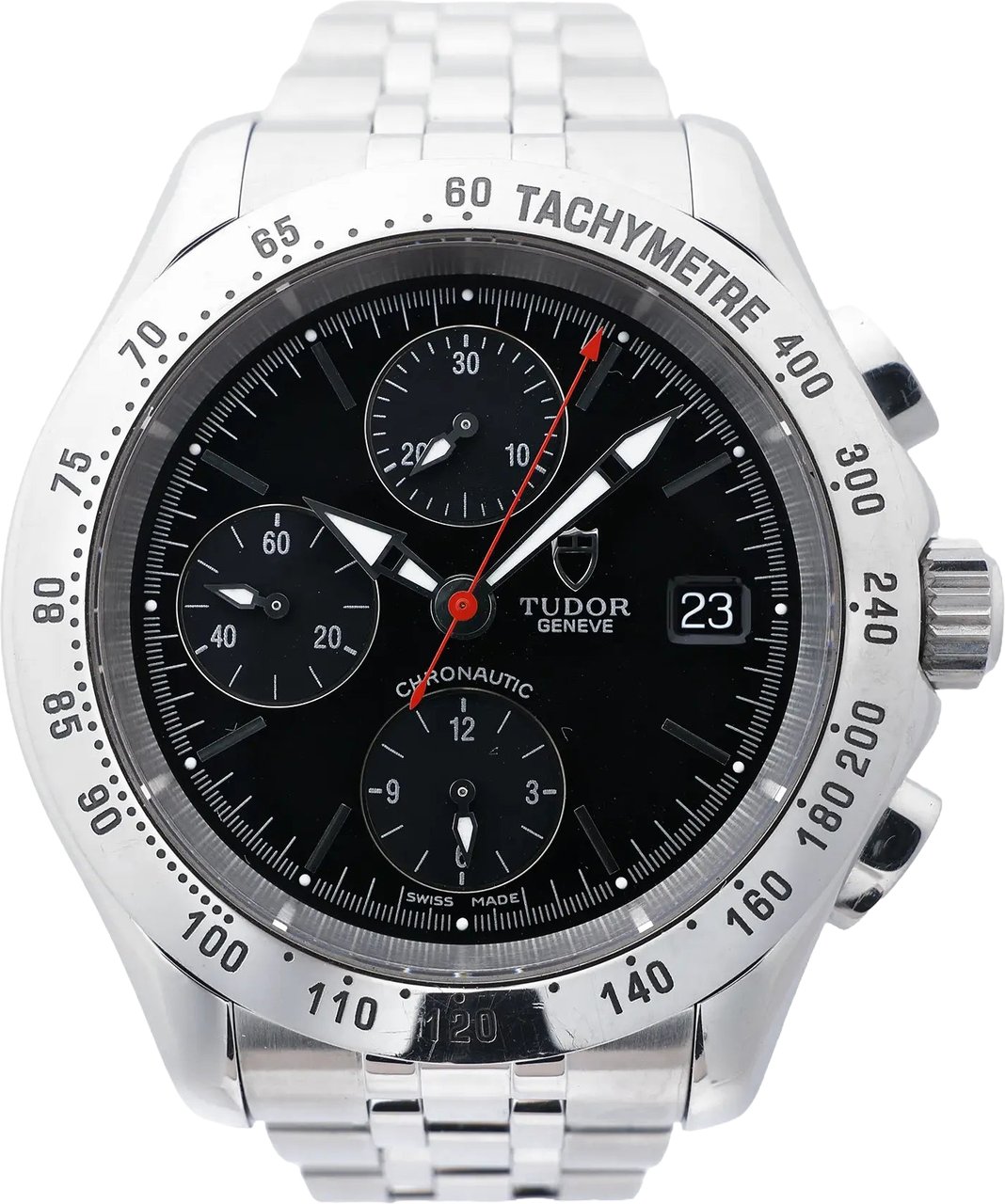 Tudor Chronautic 79380P 832584 SS AT Watch with Black Dial Zwart
