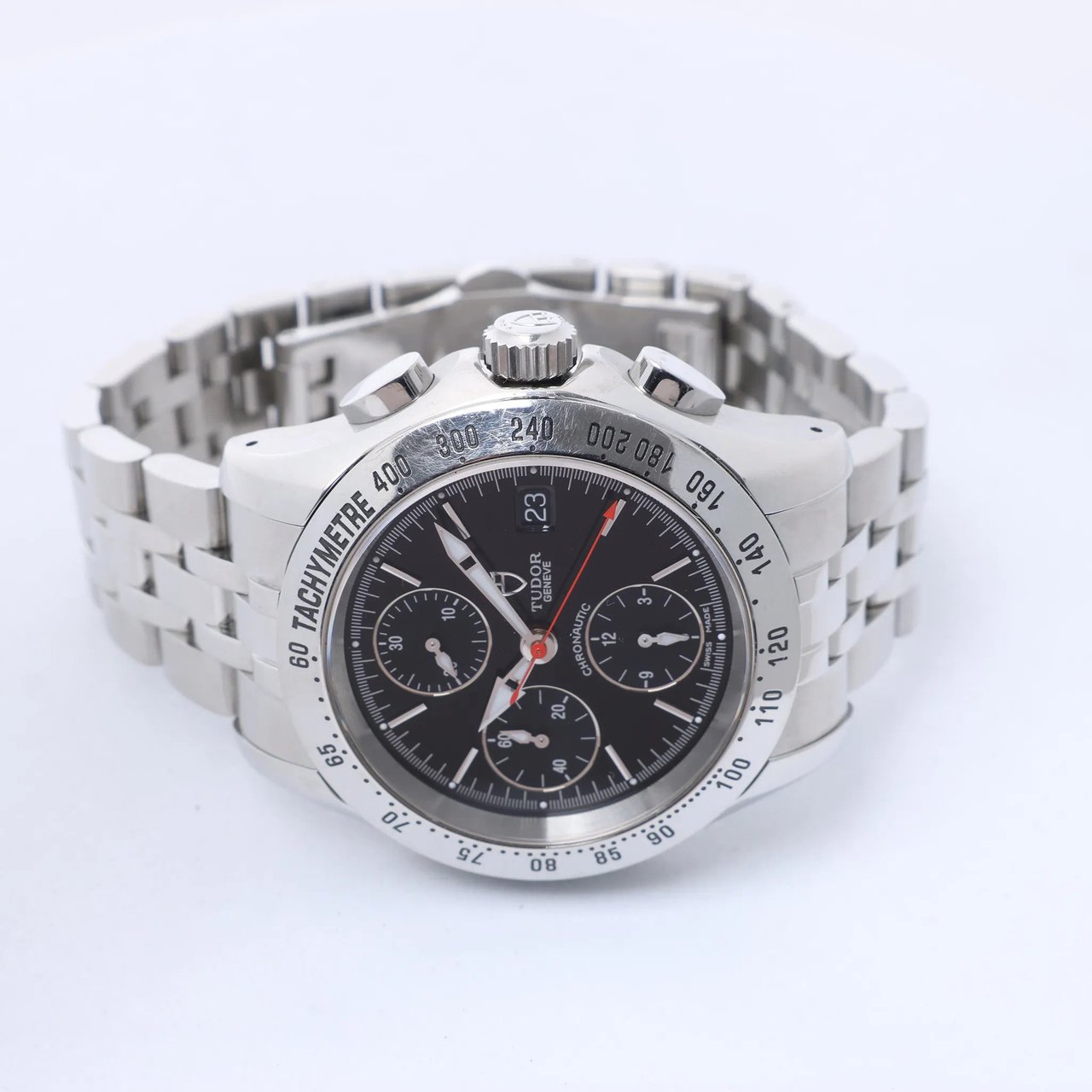 Tudor Chronautic 79380P 832584 SS AT Watch with Black Dial Zwart