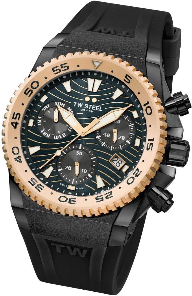 TW Steel TW Steel ACE413 Diver Swiss Chronograaf Limited Edition Herenhorloge 44 mm Zwart