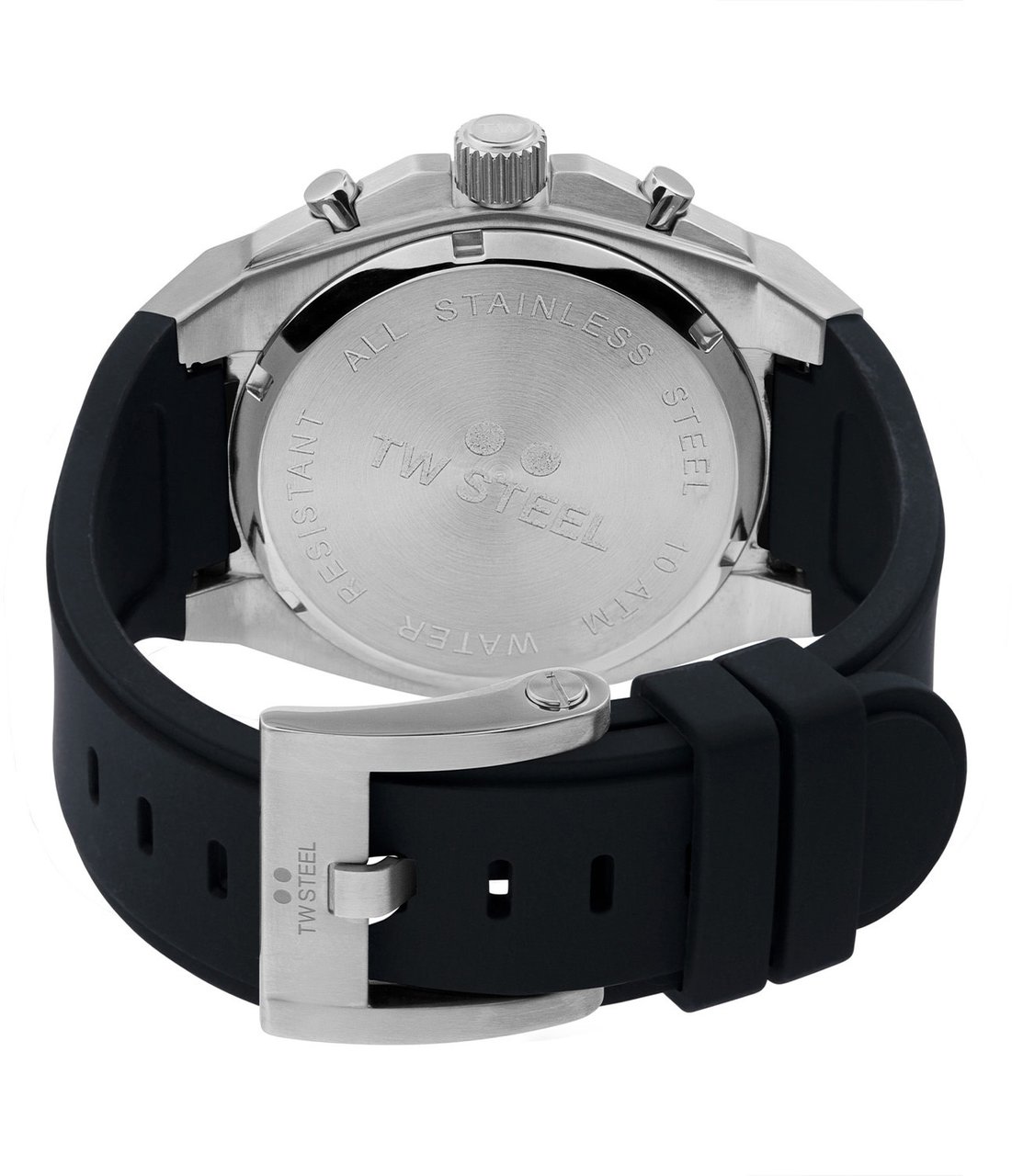TW Steel TW Steel Horloge CE4100 Staal Quartz Swiss Made Chronograaf met Rubberenband 44mm Zwart