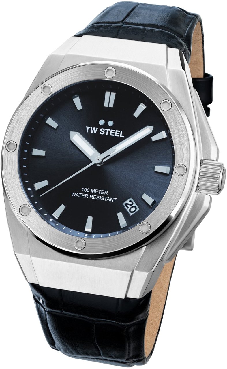 TW Steel TW Steel TWCE4108 3H CEO Tech Steel Zwart Leer 44mm Zilver