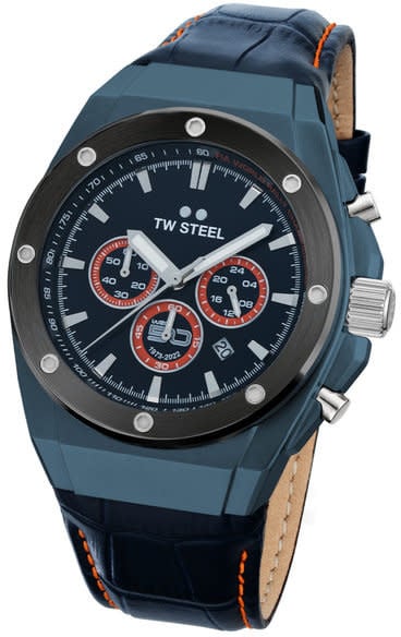 TW Steel TW Steel Horloge Heren CE4110 Staal Chronograaf 44mm Blauwe Plated met Zwart Plated Bezel Divers