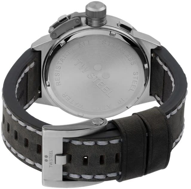 TW Steel TW Steel Horloge CS105 Canteen Staal Quartz Chronograaf met Grijz Suede Horlogeband 45mm Donkergrijs