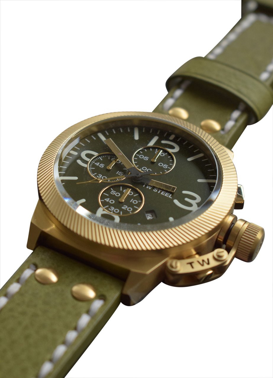 TW Steel TW Steel TWCS108 New Canteen YG Chrono Groen leer 45mm Goud