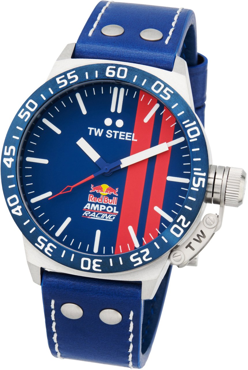 TW Steel TW Steel TWCS112 Canteen Red Bull Ampol Blauw Leer 45mm Zilver