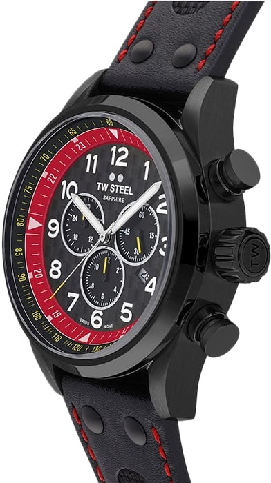 TW Steel Swiss Volante SVS303 TCR Special Edition chronograaf horloge 48mm Zwart