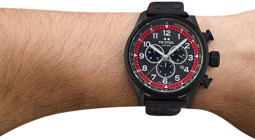 TW Steel Swiss Volante SVS303 TCR Special Edition chronograaf horloge 48mm Zwart