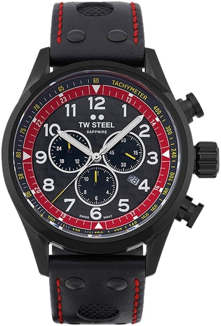 TW Steel Swiss Volante SVS303 TCR Special Edition chronograaf horloge 48mm Zwart
