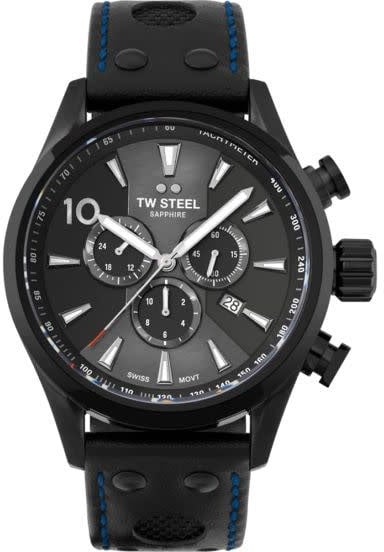 TW Steel TW Steel Horloge SVS308 Volante Staal met Zwarte Coating Swiss made Quartz Chronograaf BMW Editie 48mm Zwart