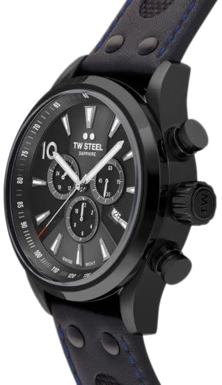 TW Steel TW Steel Horloge SVS308 Volante Staal met Zwarte Coating Swiss made Quartz Chronograaf BMW Editie 48mm Divers