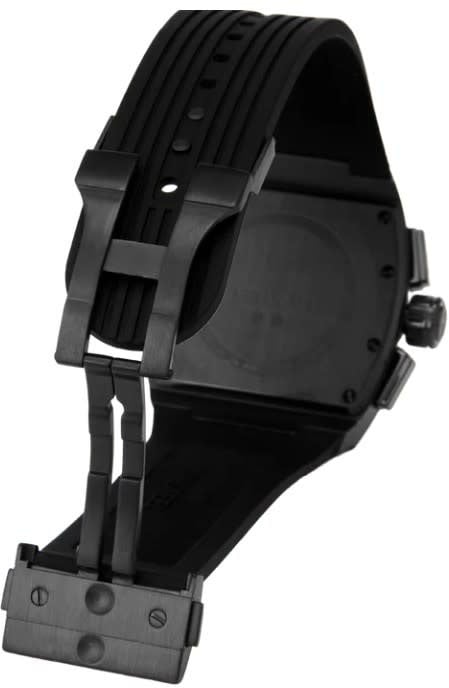 TW Steel TW Steel Horloge T04 Staal Rechthoekige Kast met Zwarte Plating Quartz Chronograaf en met Rubberen Band met Vouwsluiting Zwart