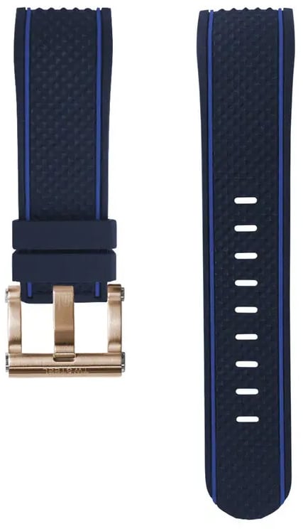 TW Steel TW Steel Horlogeband TWB181 Blauw Siliconen met Rose Plating Gesp Navy