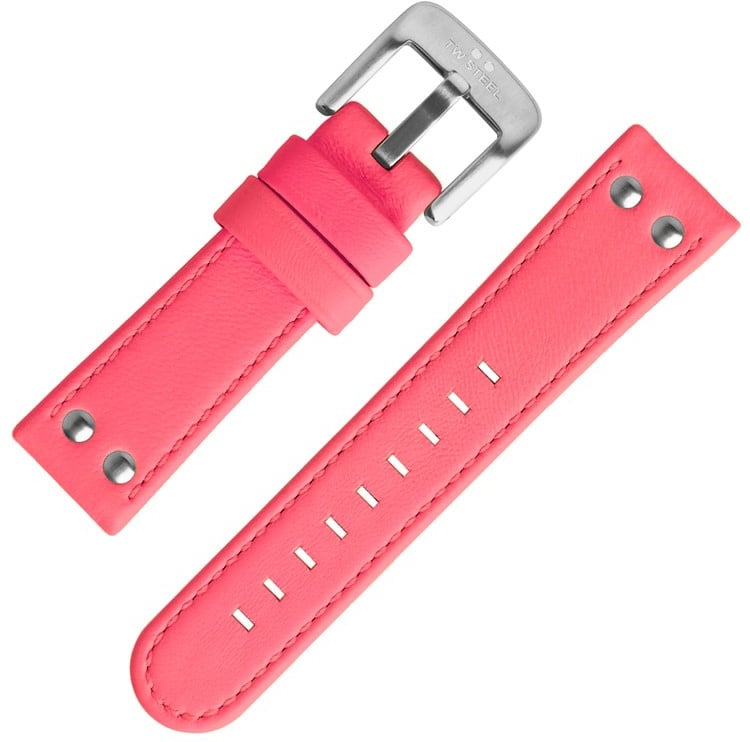 TW Steel TWB52 24 mm horlogeband fluor roze leer Divers