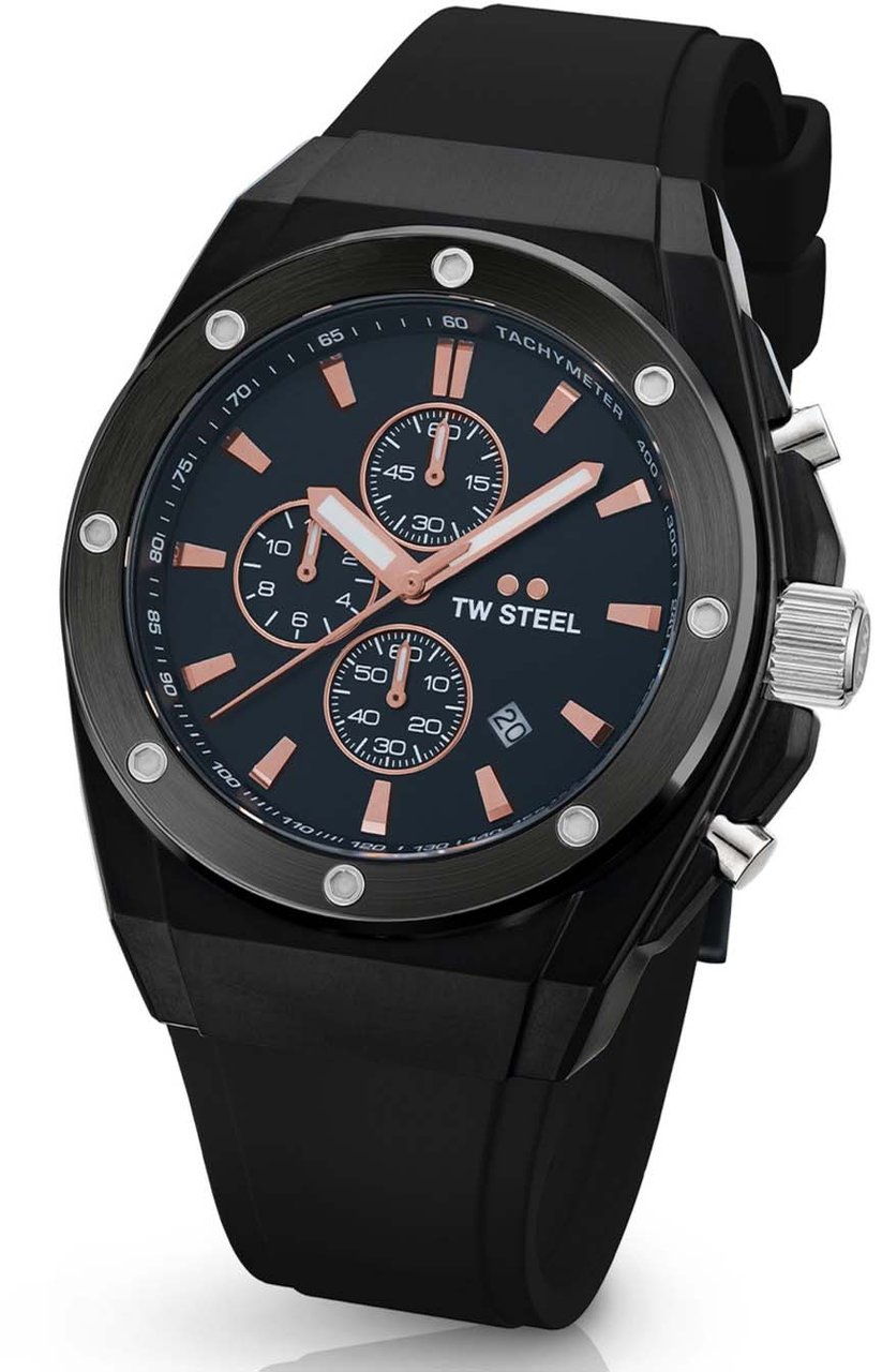 TW Steel TW Steel TWCE4102 CEO Tech Steel Chrono Zwart Siliconen 44mm Zwart