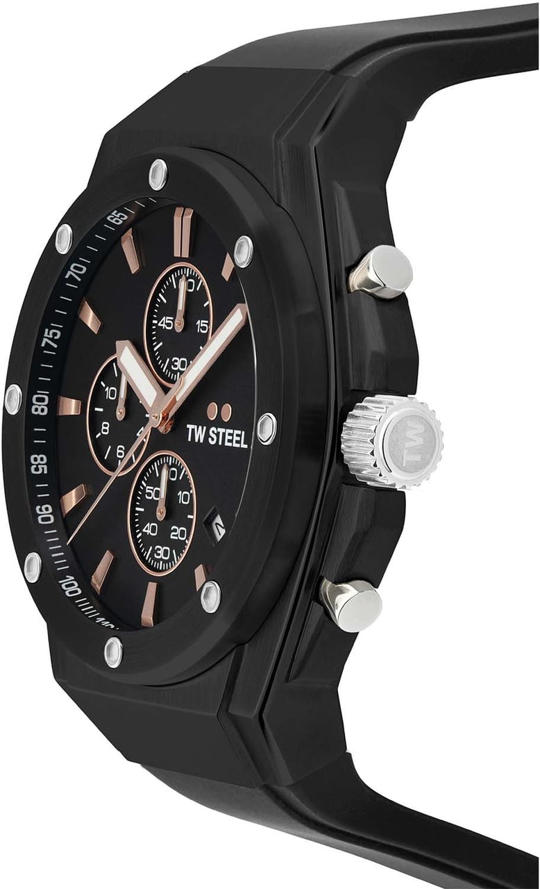 TW Steel TW Steel TWCE4102 CEO Tech Steel Chrono Zwart Siliconen 44mm Zwart