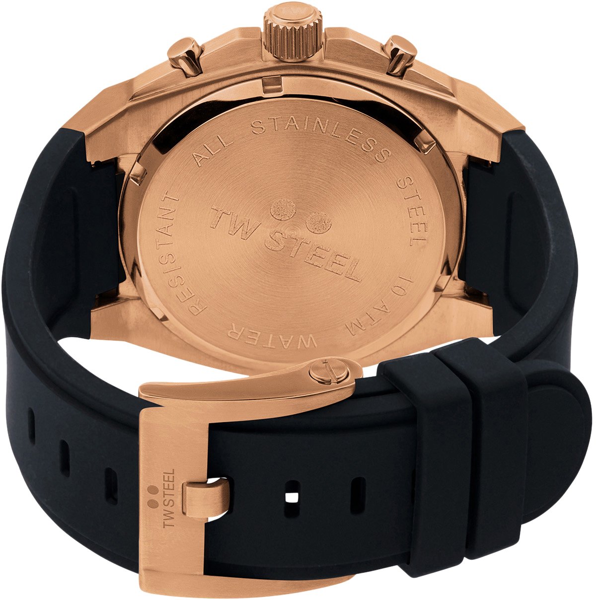 TW Steel TW Steel TWCE4103 CEO Tech Rosé Steel Chrono Zwart Siliconen 44mm Roze