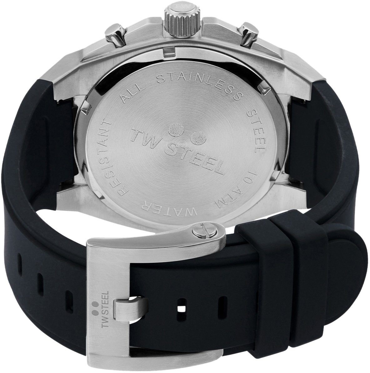 TW Steel TW Steel TWCE4104 CEO Tech Steel Chrono Zwart Siliconen 44mm Zilver