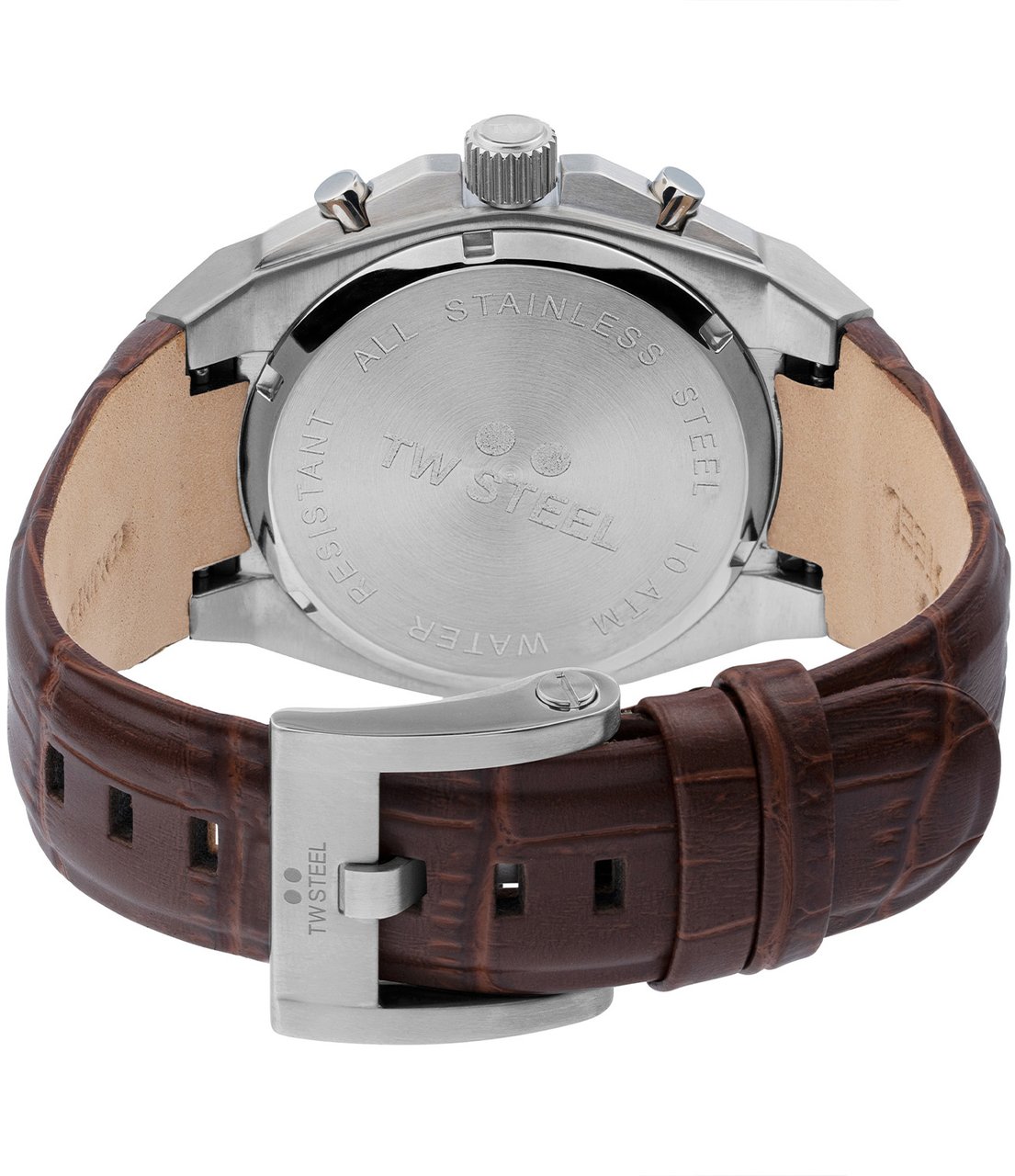 TW Steel TW Steel TWCE4107 CEO Tech Steel Chrono Bruin Leer 44mm Zilver