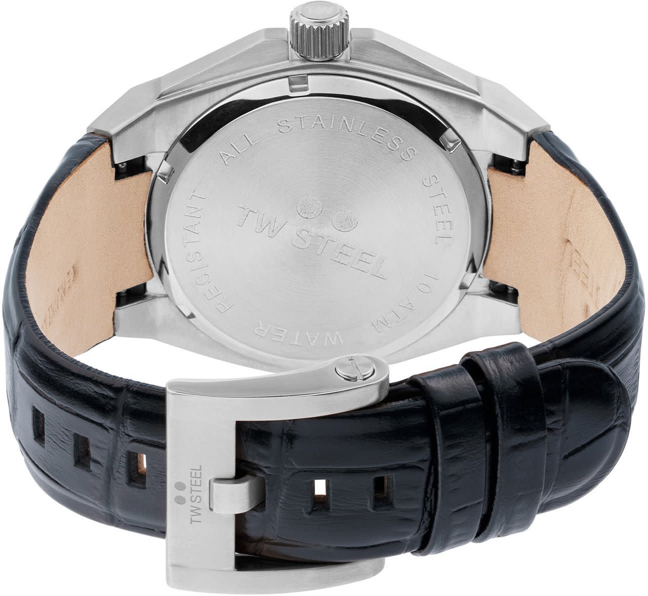 TW Steel TW Steel TWCE4108 3H CEO Tech Steel Zwart Leer 44mm Zilver