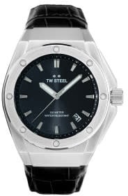 TW Steel TW Steel TWCE4108 3H CEO Tech Steel Zwart Leer 44mm Zilver