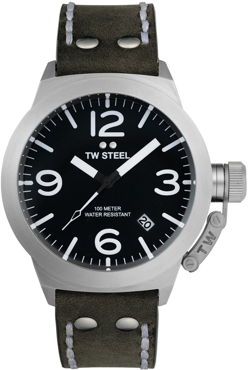 TW Steel TW Steel TWCS101 Canteen Steel Grijs leer 45mm Zilver