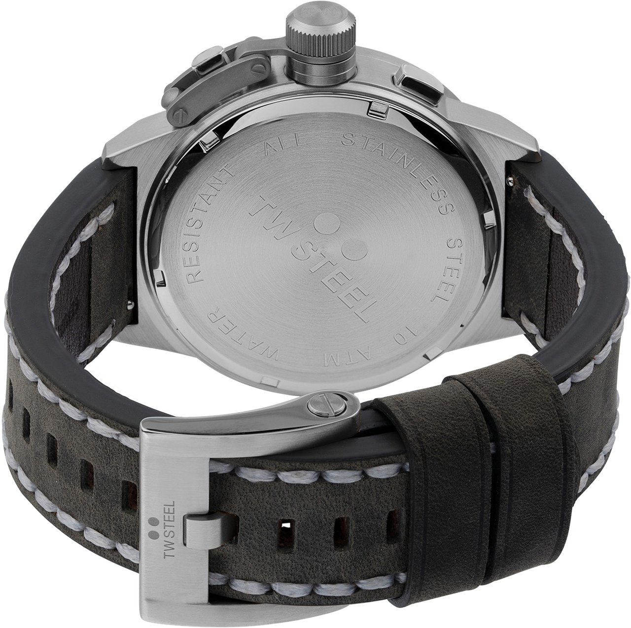 TW Steel TW Steel TWCS105 Canteen Steel Chrono Grijs leer 45mm Zilver