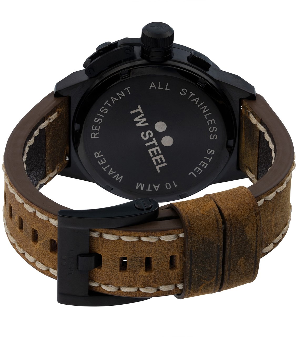 TW Steel TW Steel TWCS107 Canteen Steel Chrono Bruin leer 45mm Zwart