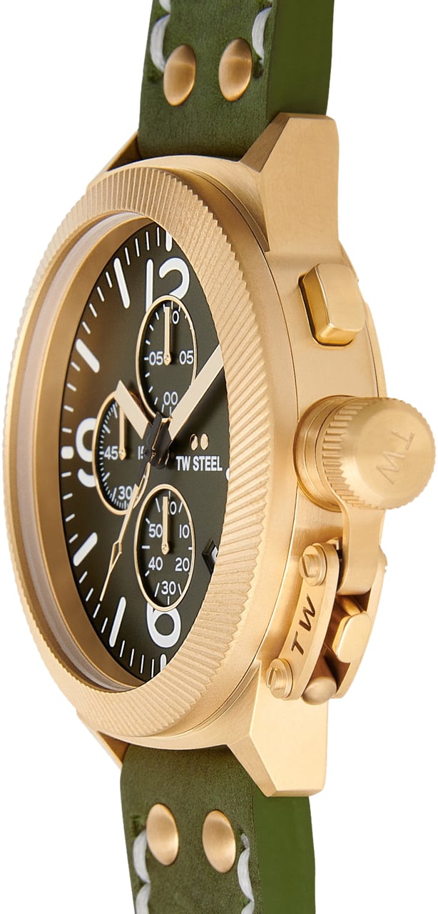 TW Steel TW Steel TWCS108 New Canteen YG Chrono Groen leer 45mm Goud