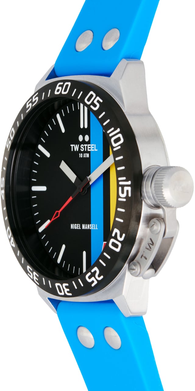 TW Steel TW Steel TWCS113 Canteen Nigel Mansell Blauw Siliconen 45mm Zilver