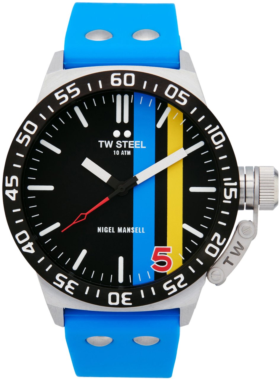 TW Steel TW Steel TWCS113 Canteen Nigel Mansell Blauw Siliconen 45mm Zilver