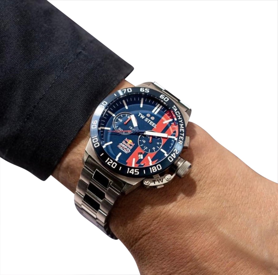 TW Steel TW Steel TWCS121 Canteen Red Bull Ampol Chrono Blauw Staal 45mm Zilver